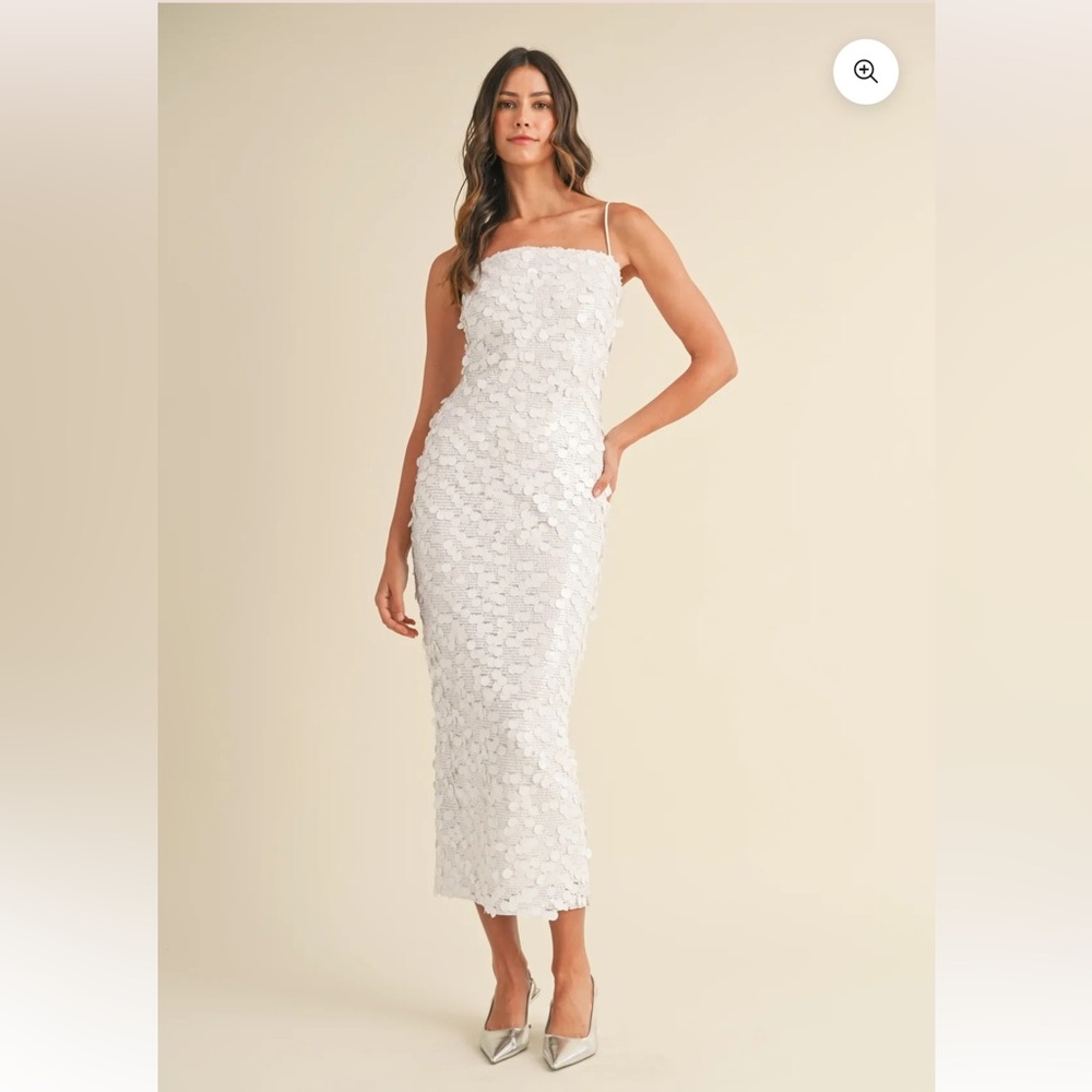 Tink & Posh - White Sequin Midi Dress